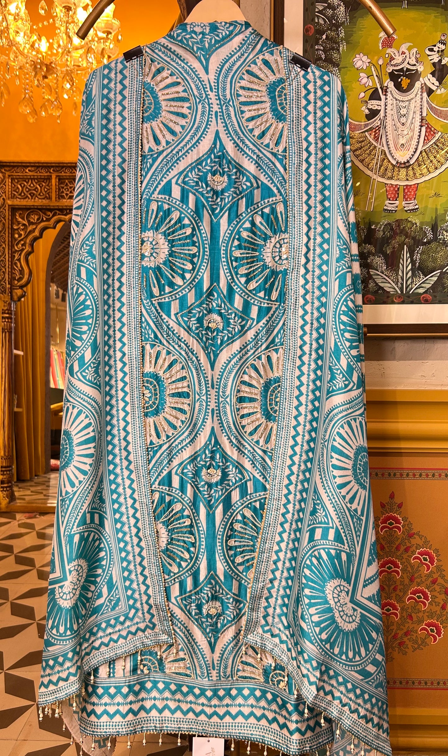 Taabir Printed Suit (Turquoise)