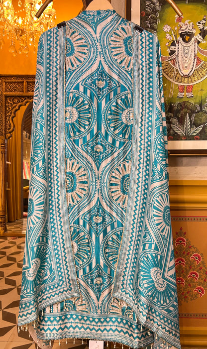 Taabir Printed Suit (Turquoise)