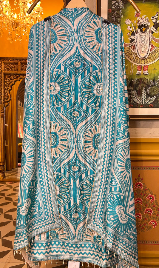 Taabir Printed Suit (Turquoise)