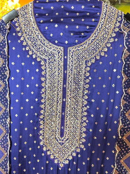 Saanjh Baag Silk Set (Purple)