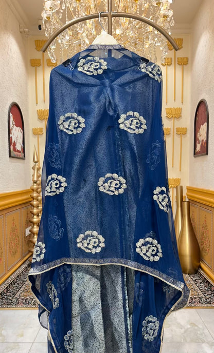 Zayla Banarasi Grace Suit (Navy Blue)