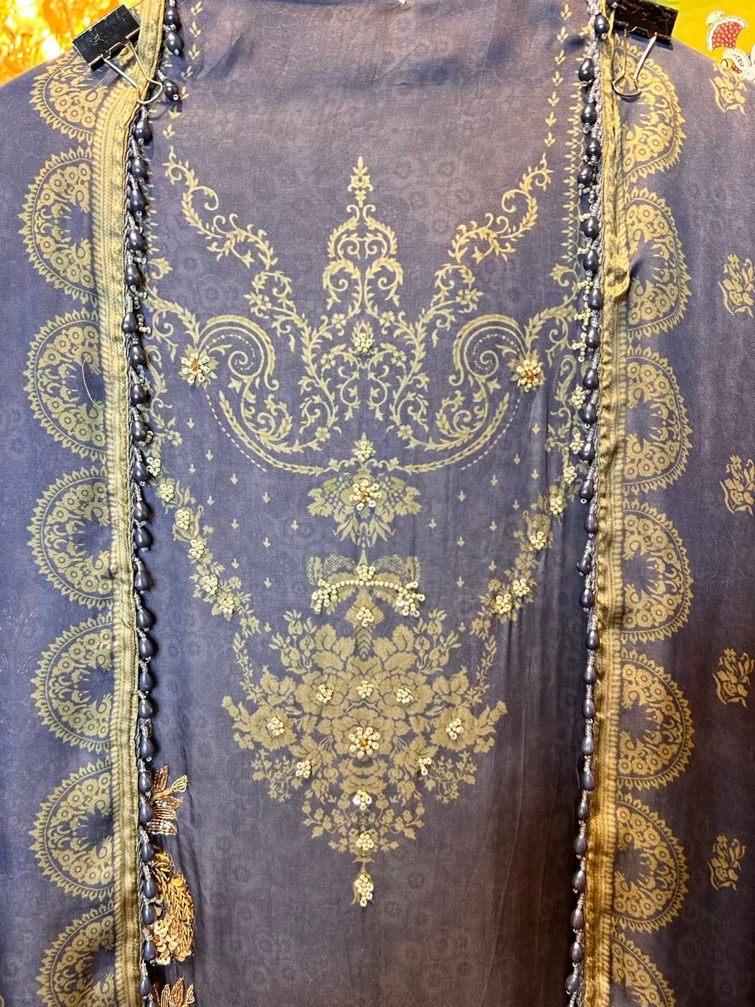 Sarvisha Silk Organza Suit (Navy Blue)