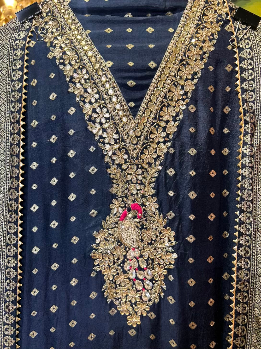 Zarfeenah Banarasi Suit (Peacock Blue)