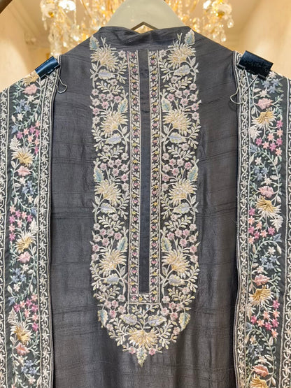 Meher Summer Silk Élan Suit (Dark Grey)