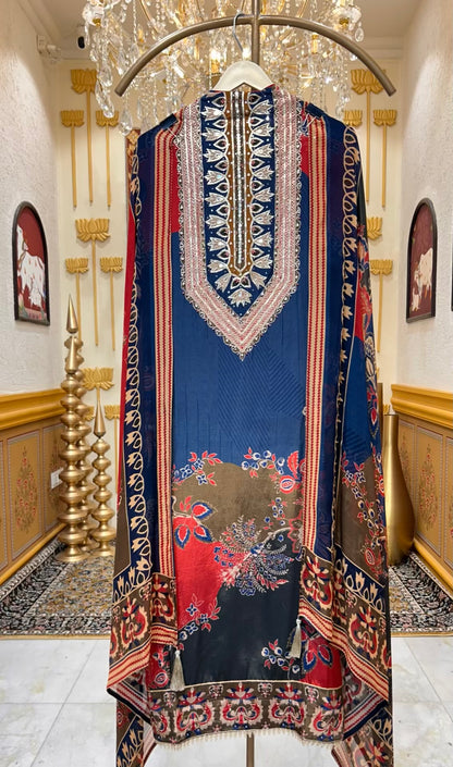 Zayleena Silk Veil Suit (Blue)