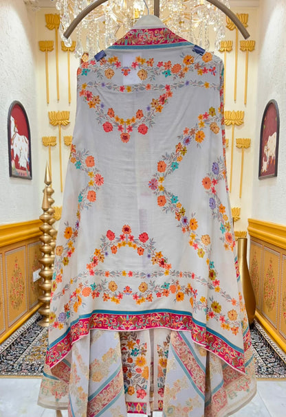 Eshira Silk Printed Suit (Grey)