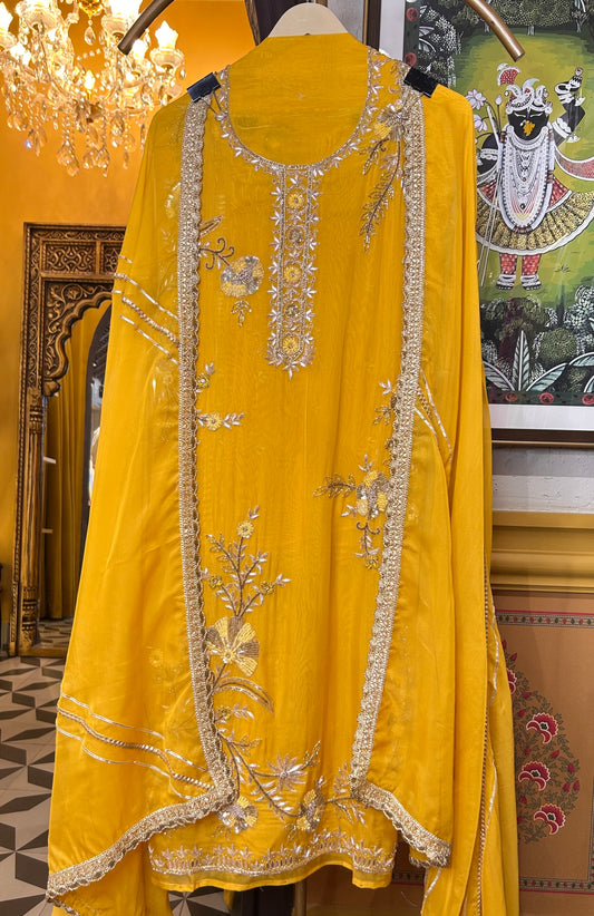 Zewar Organza Suit (Yellow)