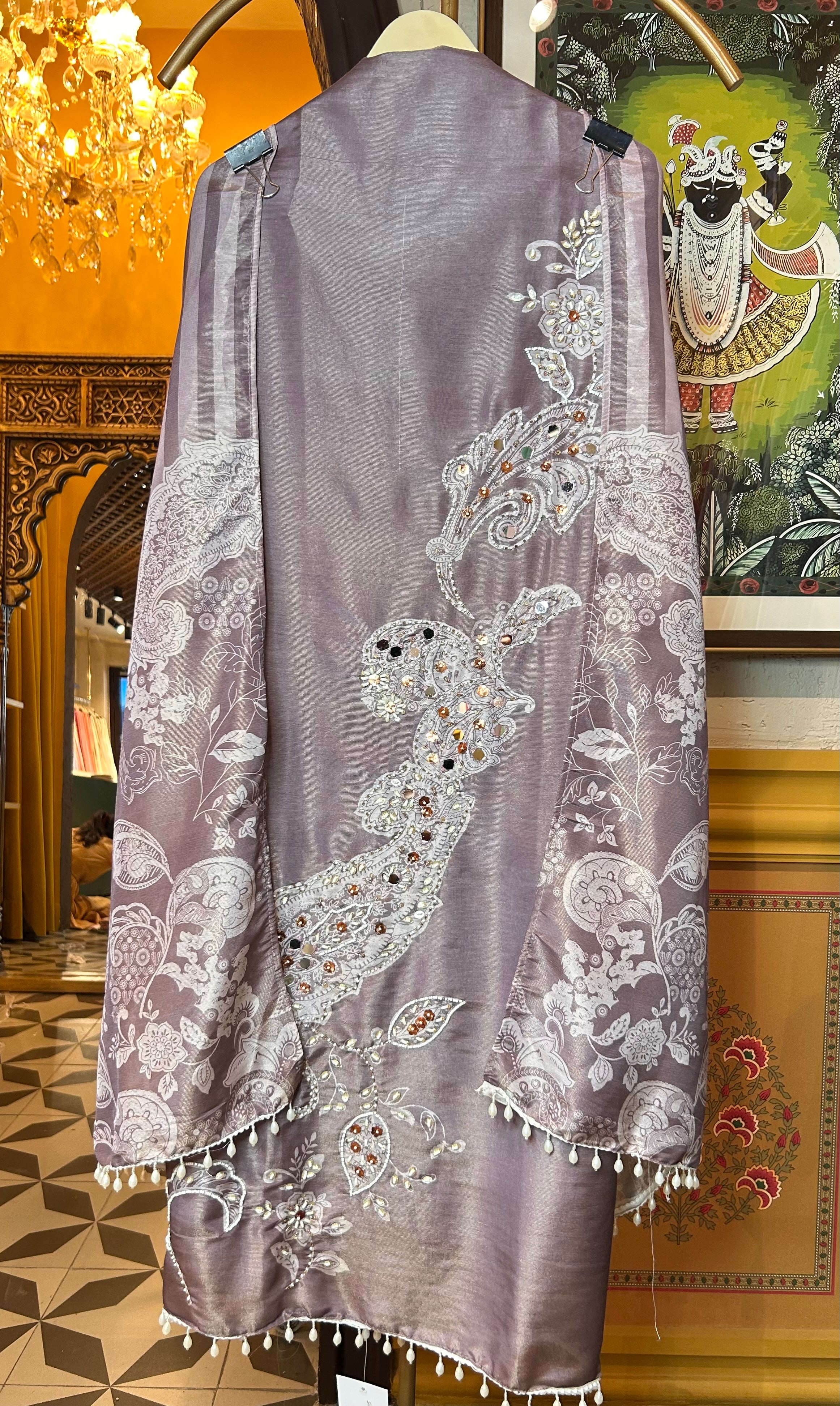 Zyra Organza Suit (Wine)