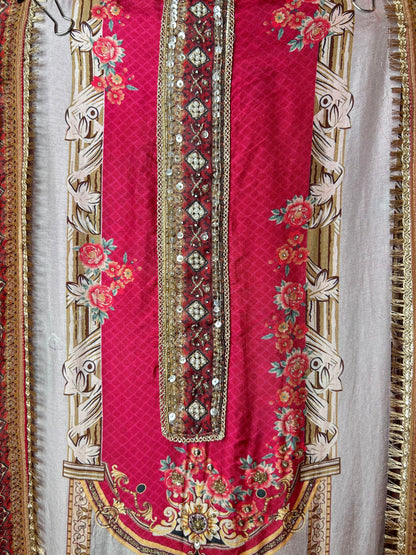 Nayeli Muslin Silk Suit (Pink)