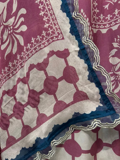 Aafiya Print Veil Suit (Mauve)
