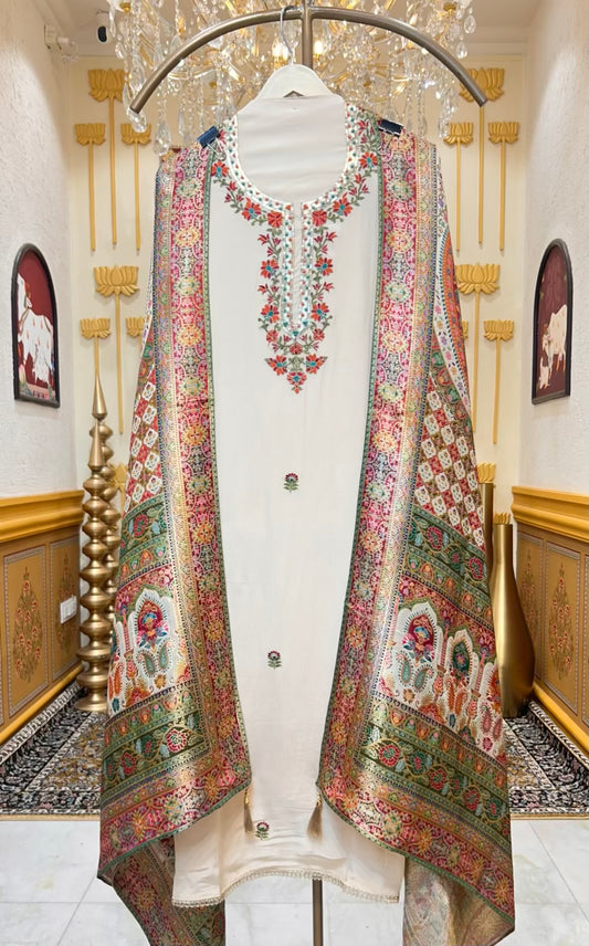 Sahira Silk Noor Suit (Ivory)