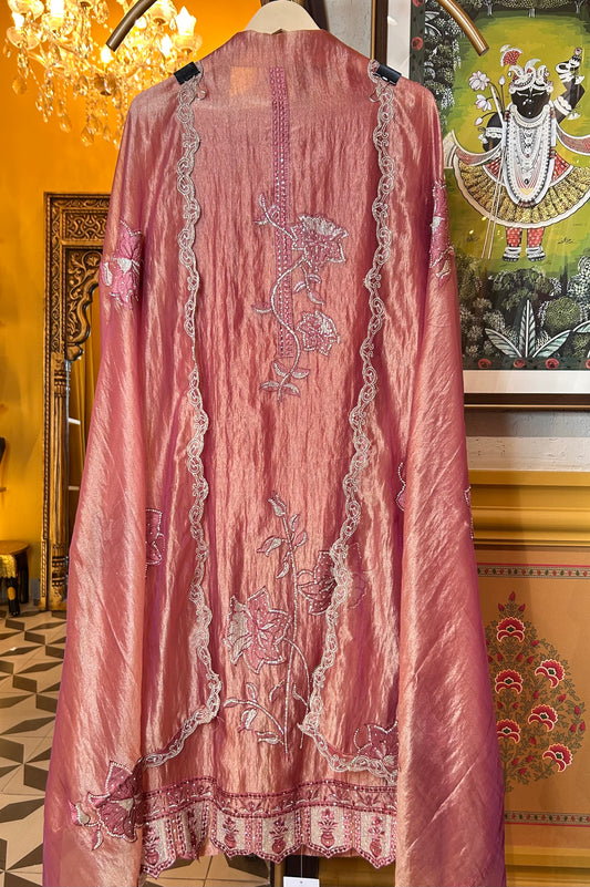 Sifat Shimmer Organza Suit (Rust)