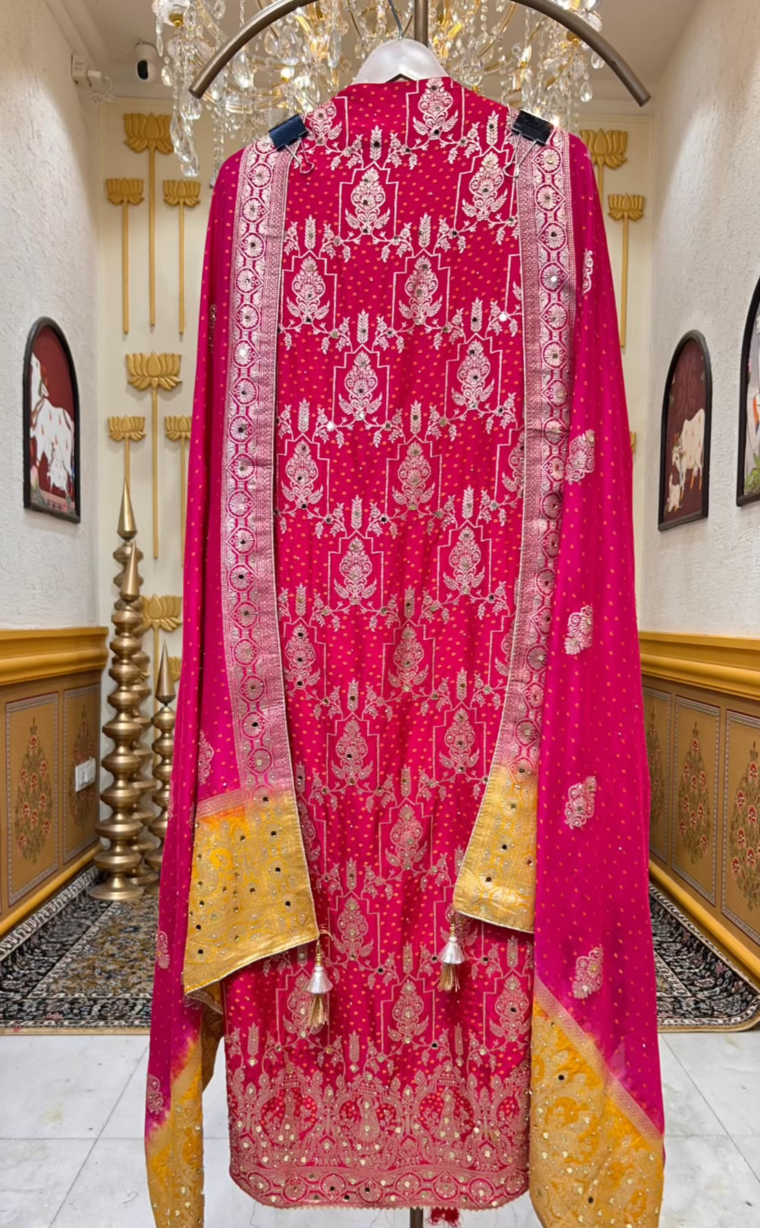 Gulraaya Bandhani Noor Suit (Magenta)