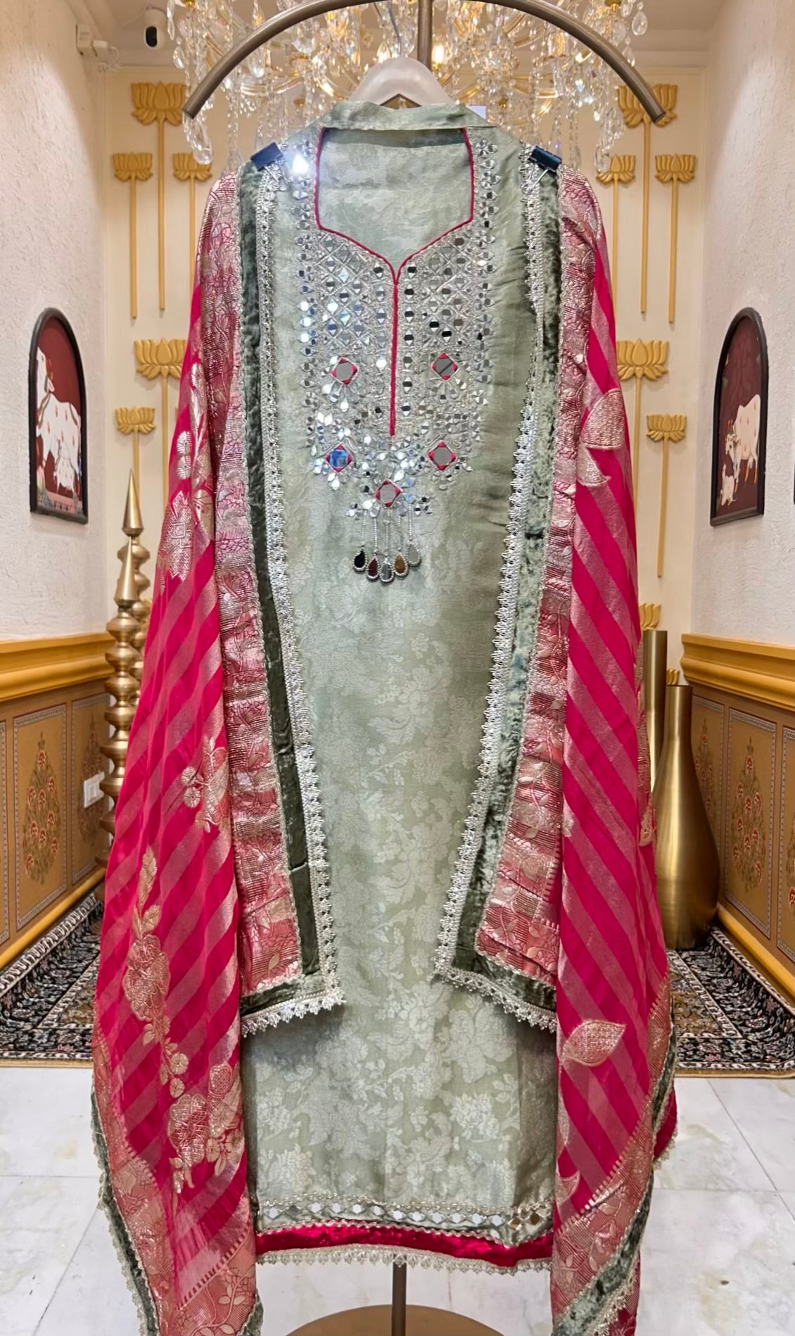 Mehroza Banarasi Brocade Suit (Green)