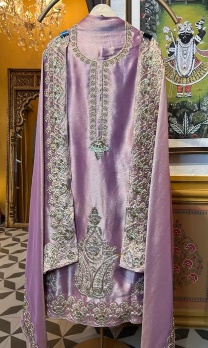Sarvinoor Organza Suit (Lavender)