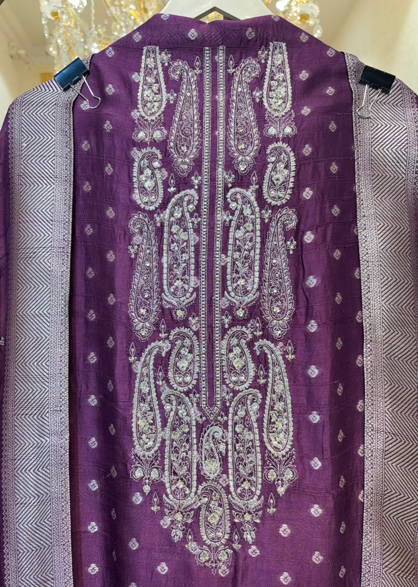 Sarvisha Tussar Banarasi Suit (Wine)