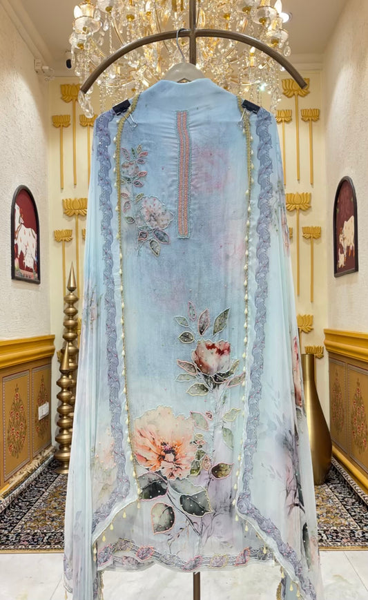 Sia Printed Organza Suit