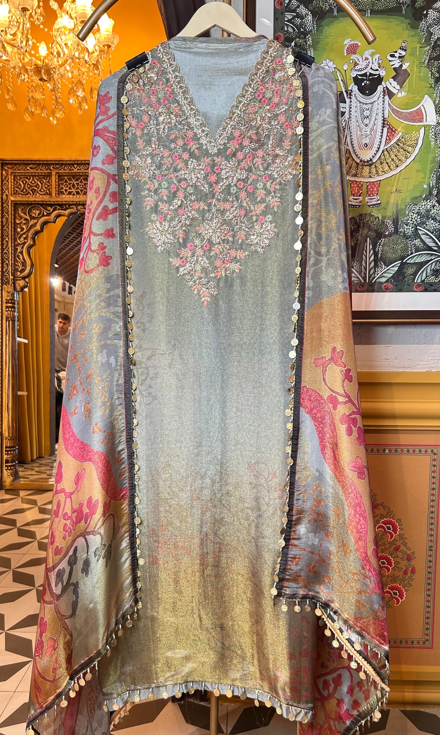 Taraab Shimmer Organza Suit (Grey)