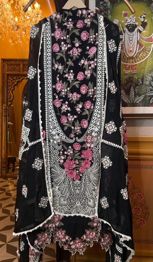 Zohira Organza Suit (Black)
