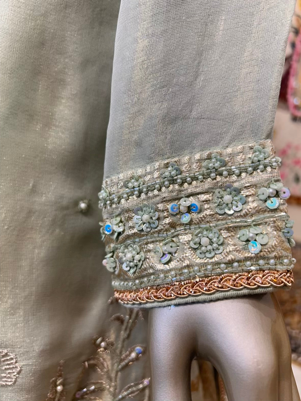 Mirzella Banarasi Charm Set (Powder Green)