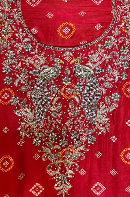 Vistaar Bandhani Suit (Red)