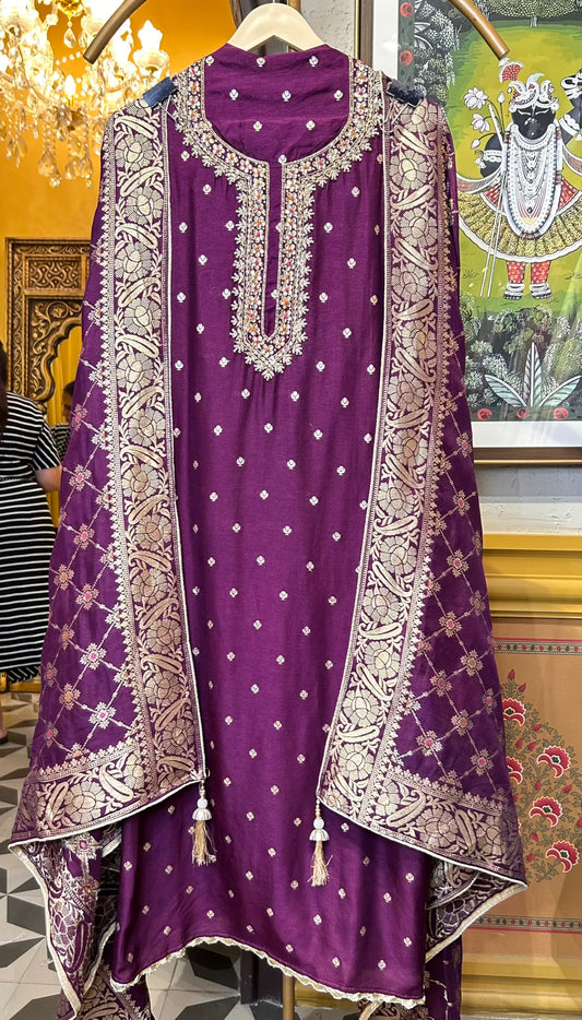 Gulnaaz Adaa Suit (Wine)