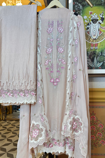 Shabnum Organza Suit (Beige)