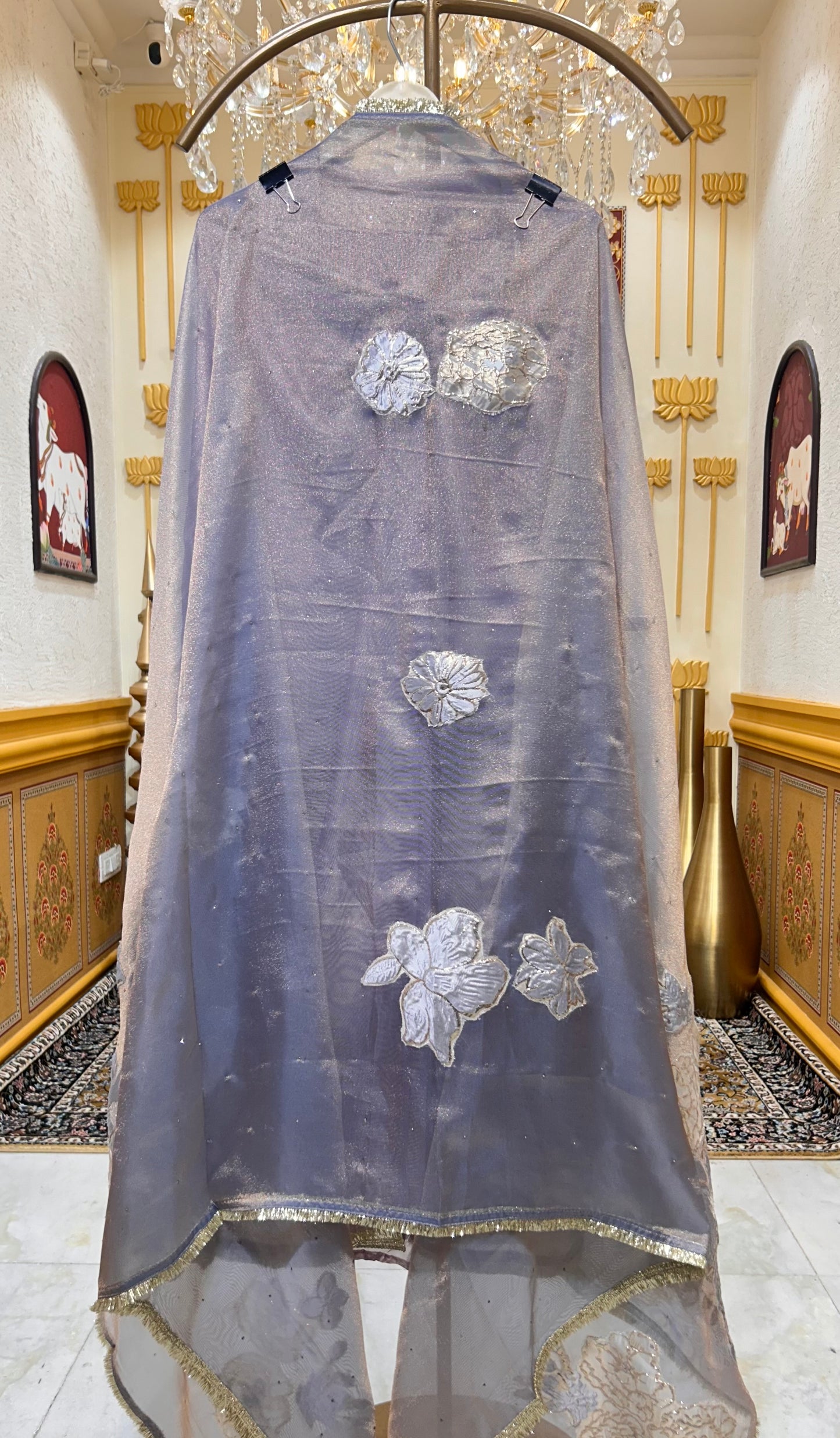 Satin Patra Kinari Suit (Lavender)