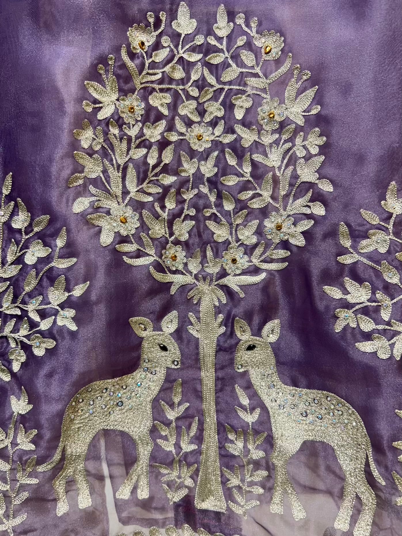 Mehraz Organza Embroidered Suit (Lavender)