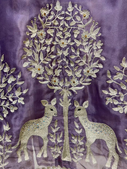 Mehraz Organza Embroidered Suit (Lavender)