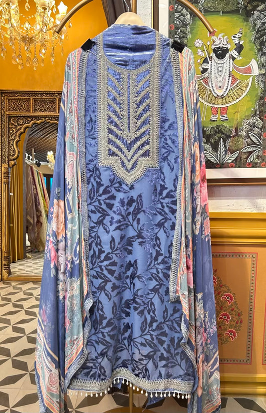 Zaroon Velvet Suit (Blue)