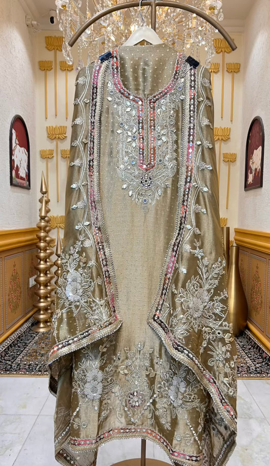 Mahzara Gota Mirror Suit (Green)