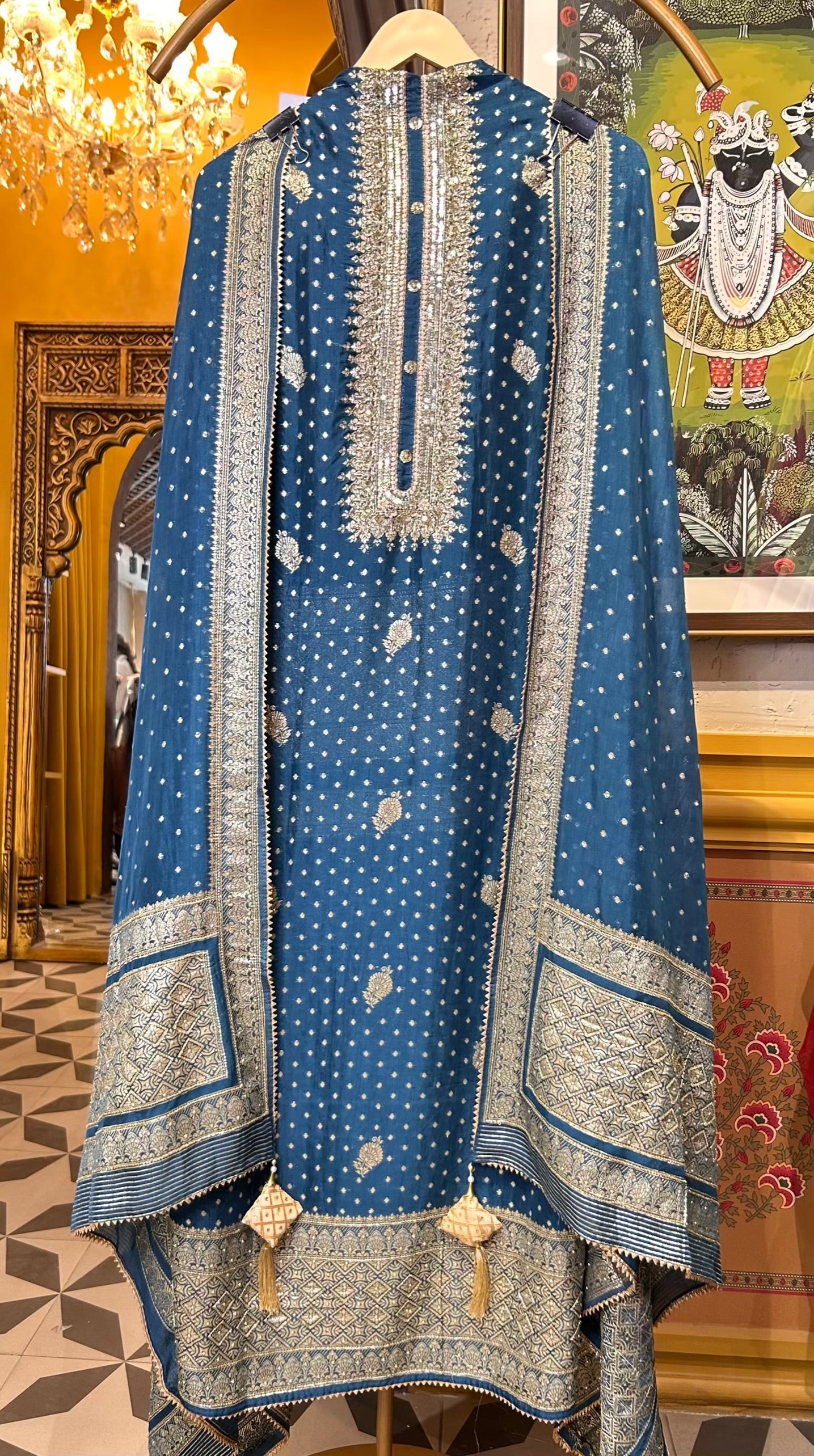 Adaayein Organza Suit (Peacock Blue)