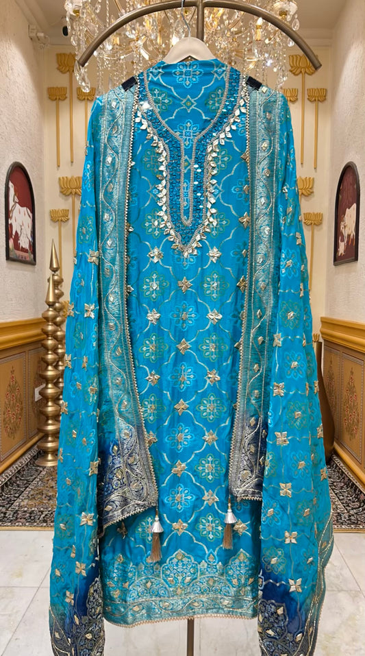 Meher Bandhej Suit (Blue)