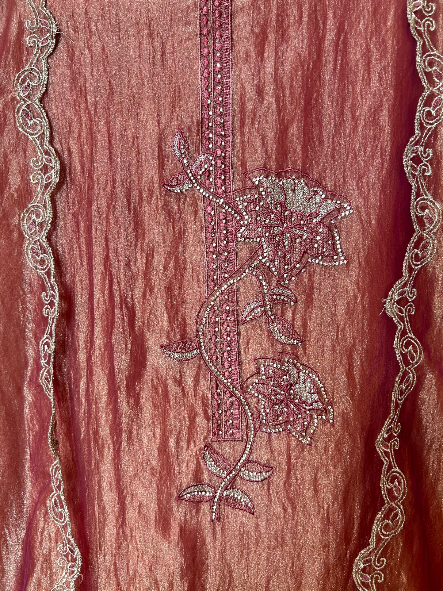 Sifat Shimmer Organza Suit (Rust)