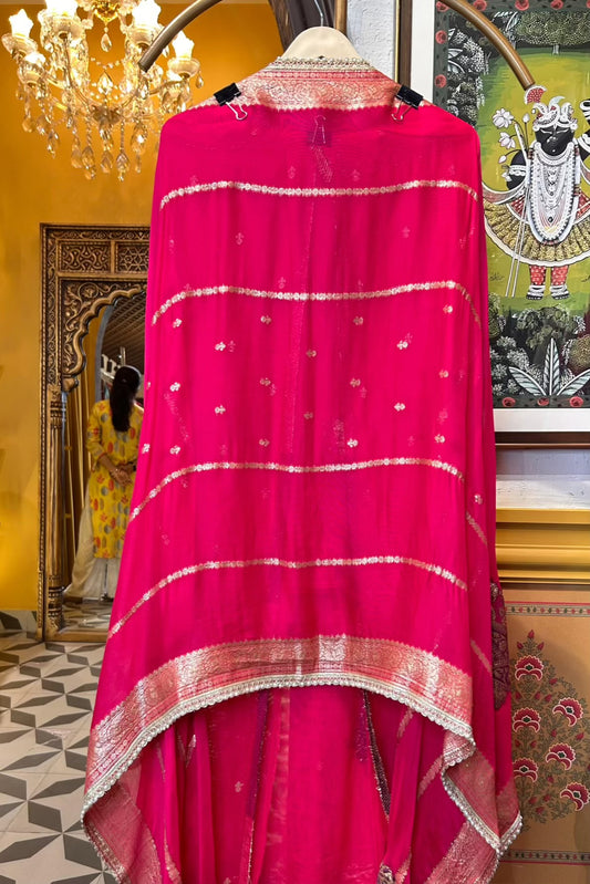 Amaira Banarasi Organza Suit (Magenta)