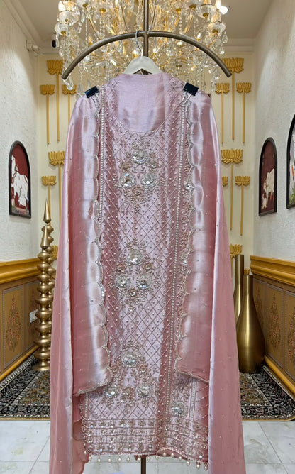 Ruhzara Sequin Veil Suit (Onion Pink)