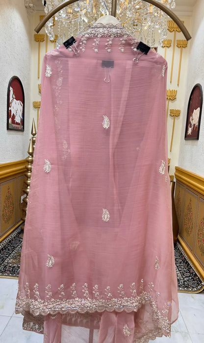 Aarifa Resham Veil Suit (Pink)