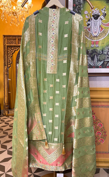 Afsana Banarasi Suit (Green)