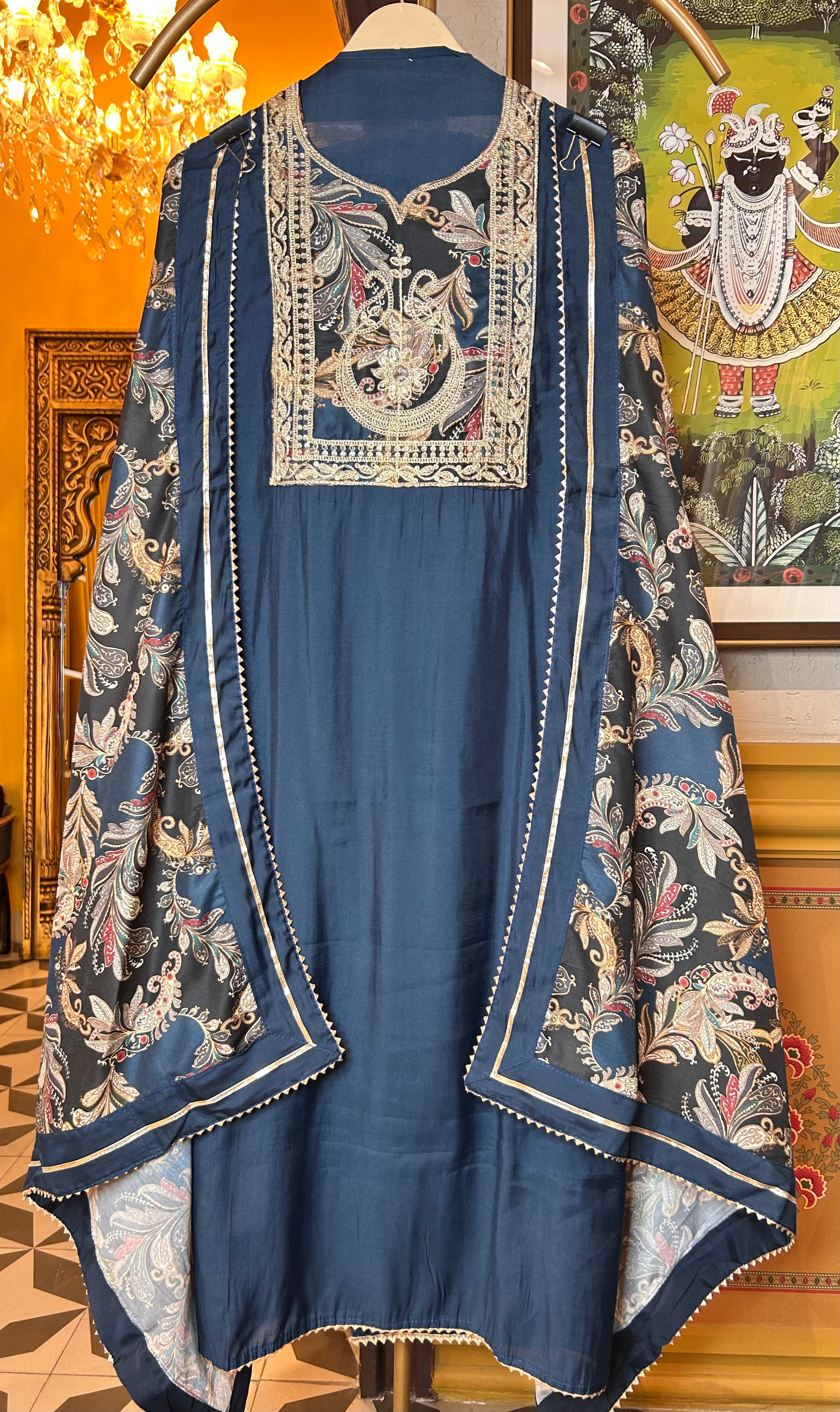 Ilisha Muslin Suit (Peacock Blue)