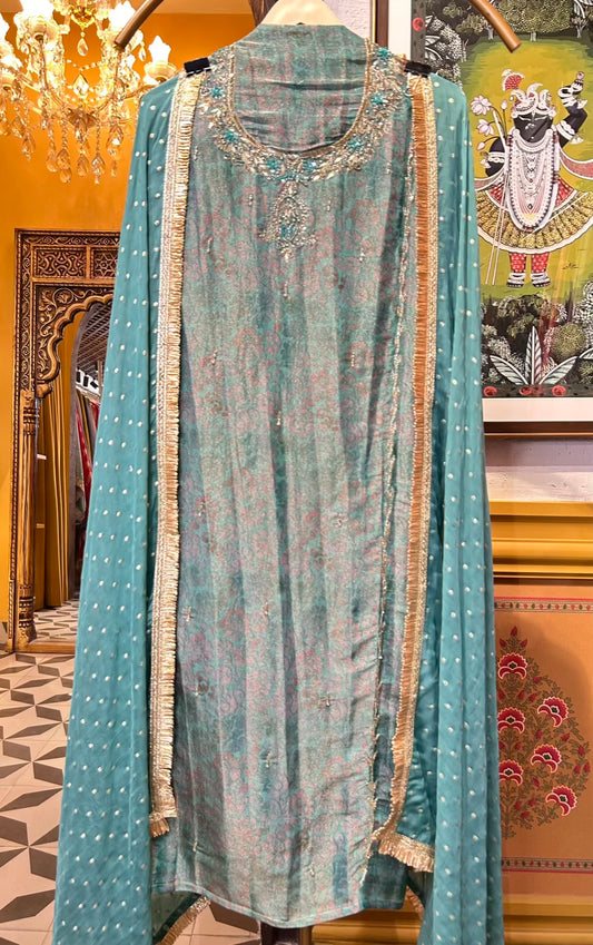 Falisha Organza Suit (Green)