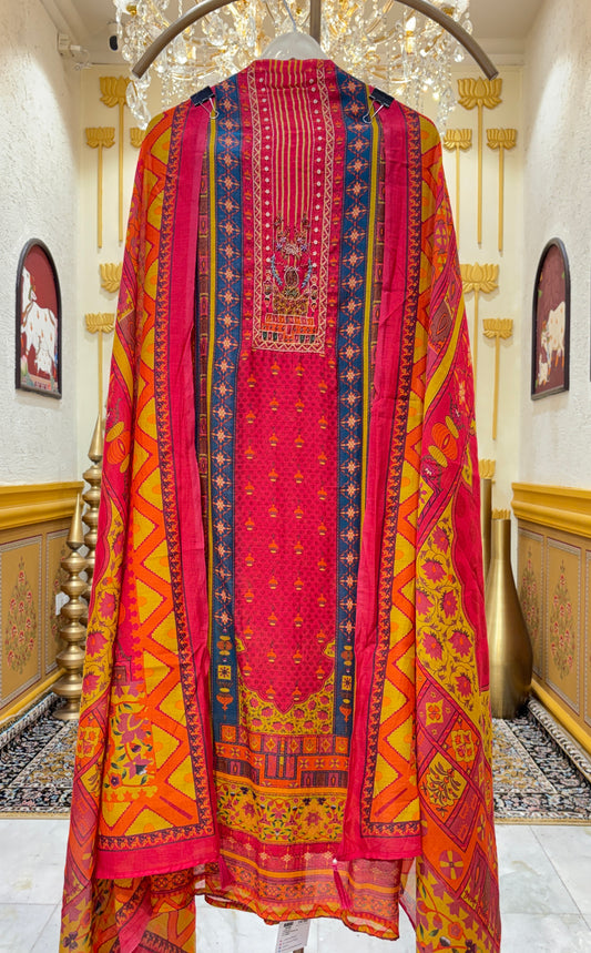 Mehrzoya Mul Chanderi Suit