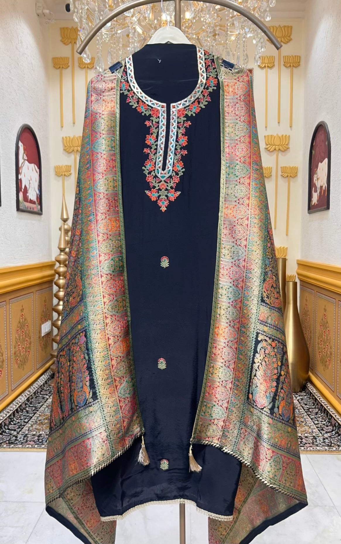 Sahira Silk Noor Suit (Black)