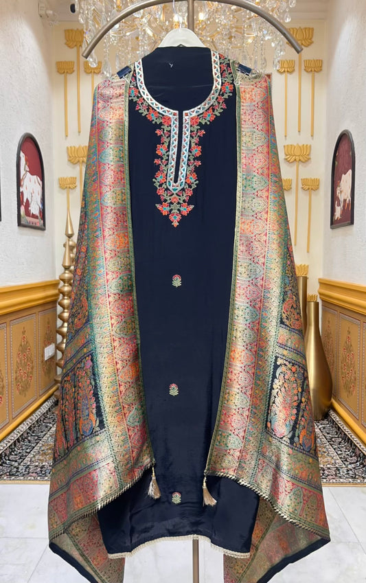 Sahira Silk Noor Suit (Black)