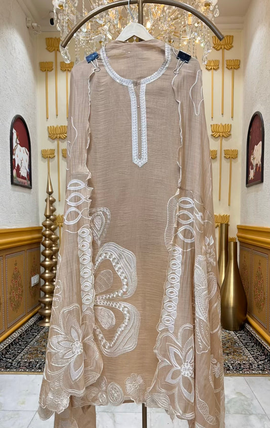 Ayleen Sequin Veil Suit (Beige)