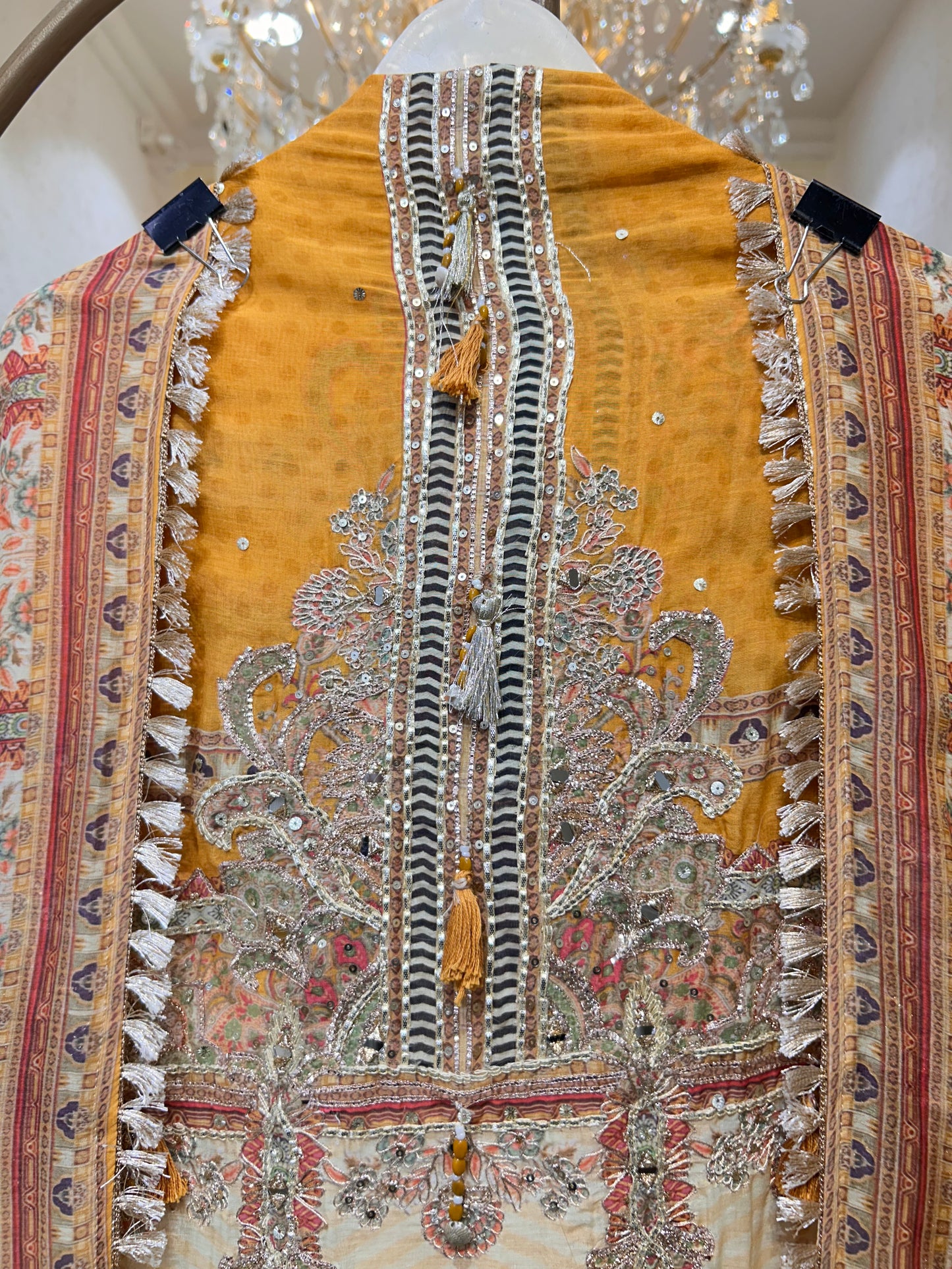 Nazira Mirror Mul Gota Suit (Yellow)