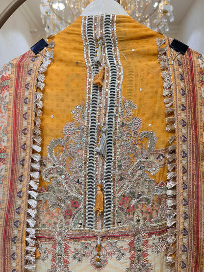 Nazira Mirror Mul Gota Suit (Yellow)