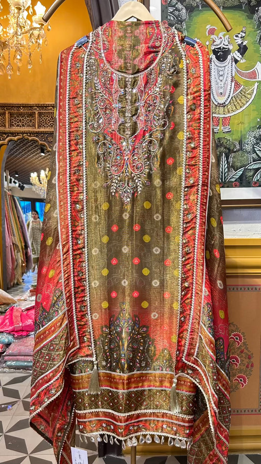 Nooré-Naz Organza Suit (Rust)
