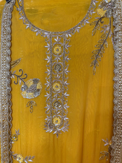 Zewar Organza Suit (Yellow)