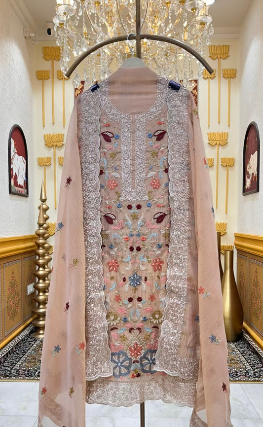 Naazira Resham Zari Suit (Peach)